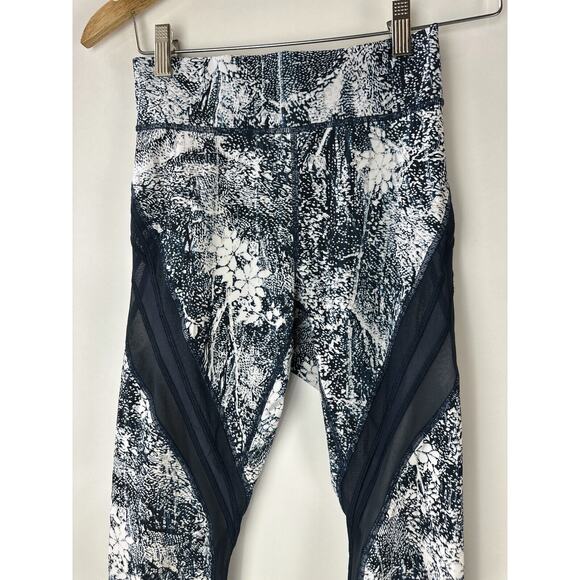 Lululemon Never Still Crop 21" Leggings Wildwood White Nocturnal Teal Mesh Sz 6 - Picture 5 of 12
